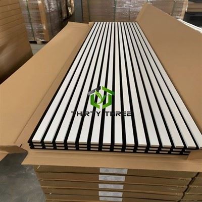 الجدار الخشبي الصوتي MDF الألواح الخشبية Slat Akupanel